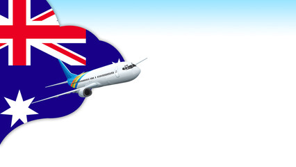 3d illustration plane with Australia flag background for business and travel design
