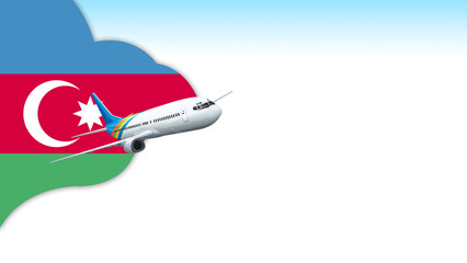 Fototapeta premium 3d illustration plane with Azerbaijan flag background for business and travel design