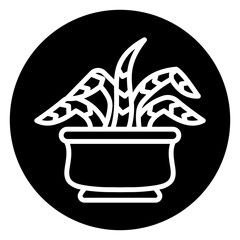 Indoor Plant In Pot Block Style Black