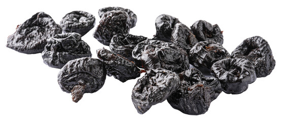 pile of dried plum fruit, a graphic element isolated on a transparent background
