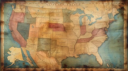 Vintage Map of the United States A Timeless Treasure Generative AI