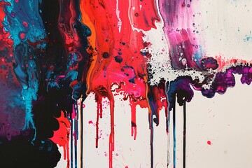 Colorful Paint Splatters on White Canvas A Vibrant Artwork for Monthly Art Exhibitions Generative AI