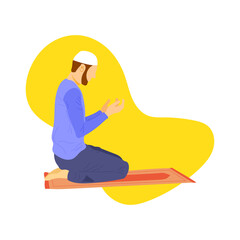 vector illustration of a Muslim man praying very calmly