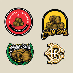 Set beer logo - illustration, emblem brewery design