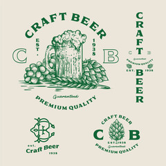 Set beer logo - illustration, emblem brewery design.