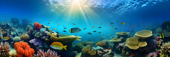 Illuminated Underwater World - A Vivid Rendezvous of Marine Life and Coral Architecture in HD