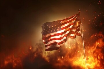 Burning Flag A Tribute to American Independence Generative AI