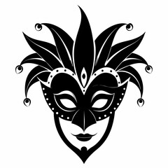 Carnival mask icon black silhouette . isolated on white background. 