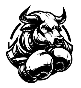 logo toro con guantoni da pugilato. Generative AI