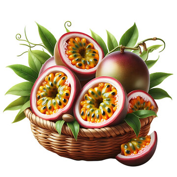illustration of passion fruit isolated on transparent background PNG image AI Generated