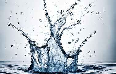 Frozen water droplets falling water closeup 3d illustration generative ai
