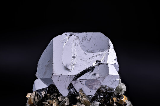 galena with pyrite macro photography detail texture background. From Madan, bulgaria. close-up raw rough unpolished semi-precious gemstone

