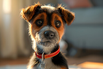A Cute Puppy in Warm Light. Generative AI Illustration