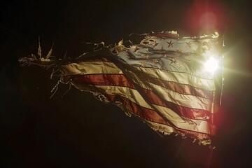 Torn American Flag in the Sky A Tribute to Memorial Day Generative AI