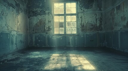 Capture the silent scream of an empty room, where the walls echo with the stories of past sadness - obrazy, fototapety, plakaty