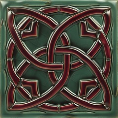 Tile Design: Celtic Inspired Intricate Knotwork Design, Square Background, Hand Edited Generative AI - obrazy, fototapety, plakaty