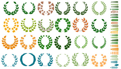 Abstract Vector Laurel Wreaths Set.