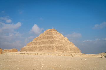 Cairo, Egypt - October 26, 2022. View of the scale pyramid of Djoser in the Saqqara necropolis. - 745071264