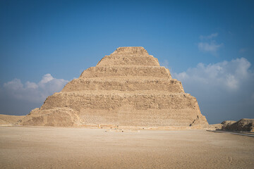 Cairo, Egypt - October 26, 2022. View of the scale pyramid of Djoser in the Saqqara necropolis.