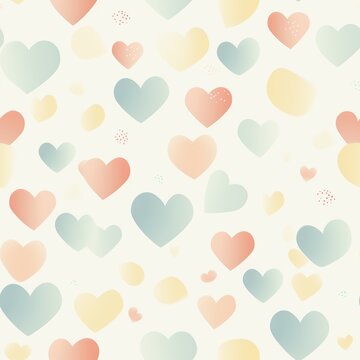 Beautiful seamless pastel valentine hearts pattern for romantic backgrounds and design projects