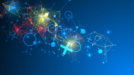 Abstract geometric vector background. Technology or science concept. Plexus effect.