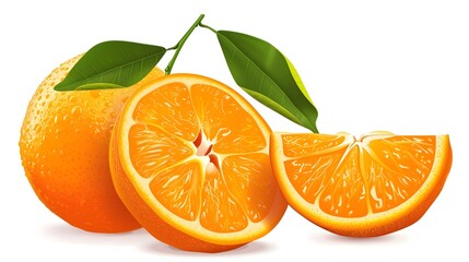 Citrus Orange Artwork: Digital Illustration on White Background