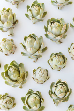 Seamless pattern with artichoke. Tropical abstract background. Artichoke on the white background.