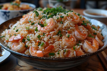 Bowl of Rice With Shrimp and Scallops