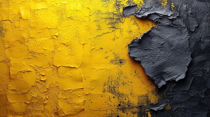 An abstract background with a stark contrast between yellow and black textures, suggesting themes of division or duality, suitable for bold visual statements or graphic design - obrazy, fototapety, plakaty
