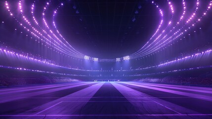 Fototapeta na wymiar Stadium before the championship - purple fringing on lights