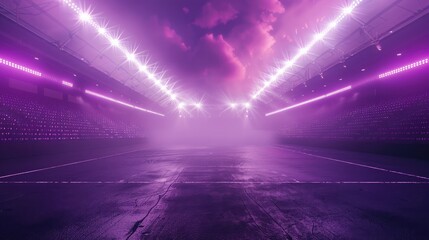 Stadium before the championship - purple fringing on lights