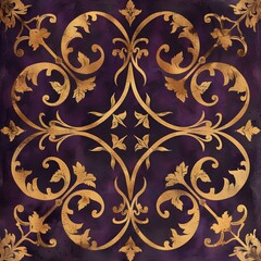 Tile Design: Ornate Scrollwork in Baroque Style, Square Background, Hand Edited Generative AI