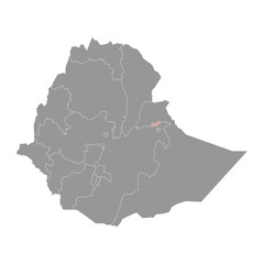 Dire Dawa map, administrative division of Ethiopia. Vector illustration. - obrazy, fototapety, plakaty