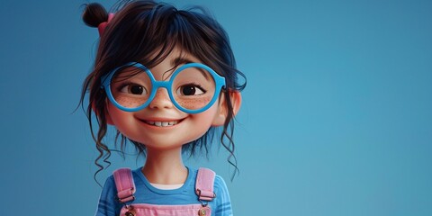 Glasses-Wearing Cartoon Character Smiling for the Camera Generative AI - obrazy, fototapety, plakaty