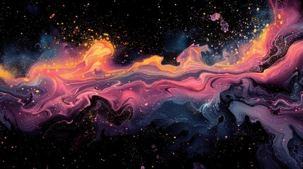 Fototapeta na wymiar Purple and Orange Swirl Abstract Painting
