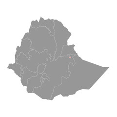 Harari Region map, administrative division of Ethiopia. Vector illustration.