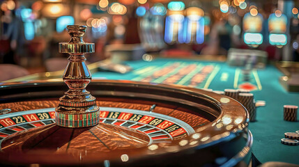 Elegant casino roulette wheel in action