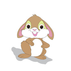 Cute and simple rabbit illustration on white background. Cartoon Cute Bunny Fat Rabbit Drawing