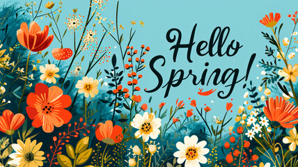 Banner, hello spring - obrazy, fototapety, plakaty