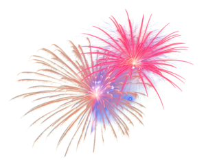 festive fireworks on an isolated transparent background. Fireworks png, salute, explosion png