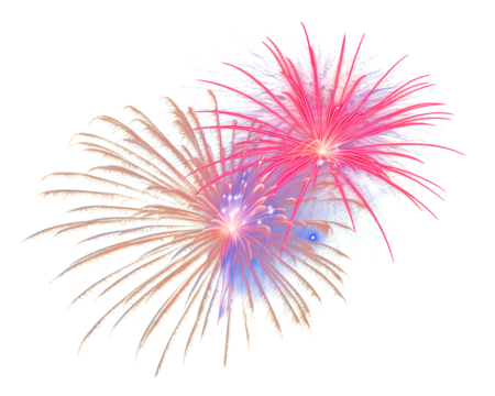 festive fireworks on an isolated transparent background. Fireworks png, salute, explosion png