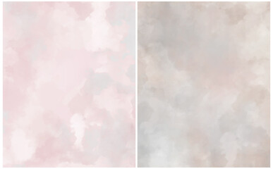 Trendy Pink Abstract Painted Layouts.  Background with Irregular Brush Stains.  Abstract Grunge Surface. Backgrounds Made of Light Pink and Warm Gray Stains. Artistic Paper Blanks.