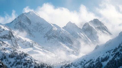 Panorama of winter mountains
