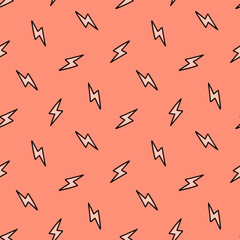 Pink seamless pattern with tiny lightning bolt