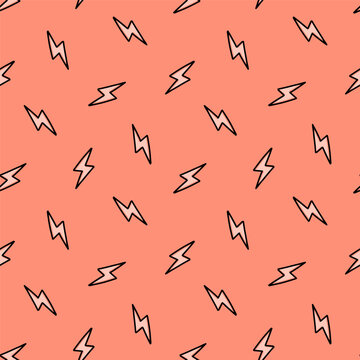 Pink Seamless Pattern With Tiny Lightning Bolt