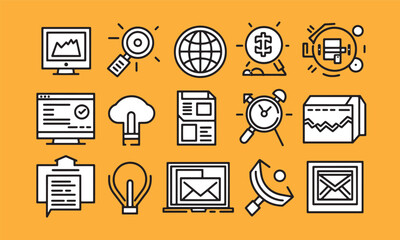 business icon doodle style bundle set