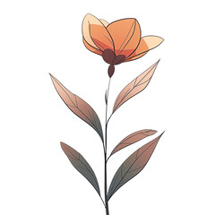 A flowers illustration cartoons style. On transparent background. png.