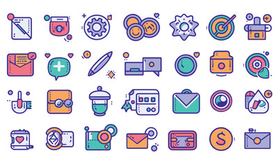 business icon doodle style bundle set