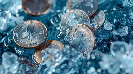 coins in ice