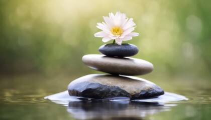 Serene water lily on zen stones